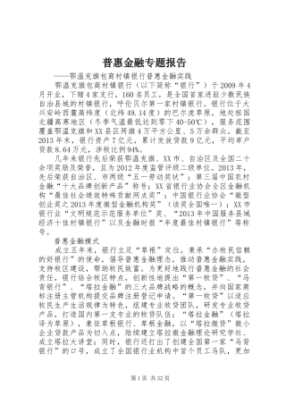 普惠金融专题报告