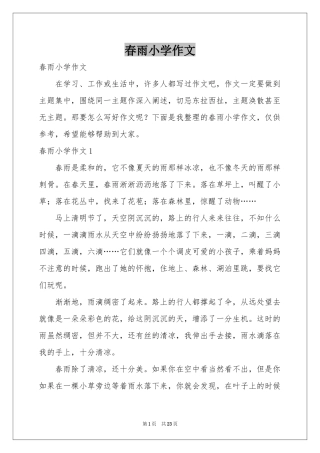 春雨小学作文