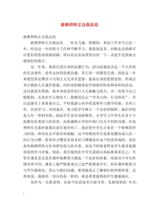 新教师转正自我总结 