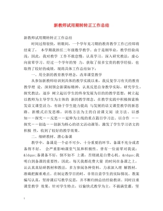 新教师试用期转转正工作总结 