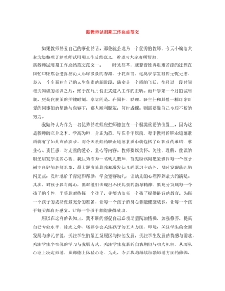 新教师试用期工作总结范文 