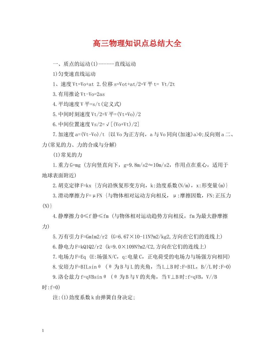 高三物理知识点总结大全_第1页