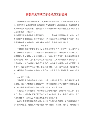 新教师见习期工作总结及工作思路 