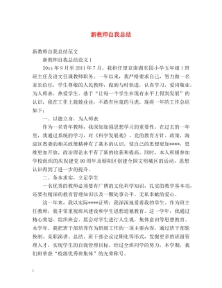 新教师自我总结 