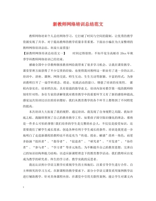 新教师网络培训总结范文 