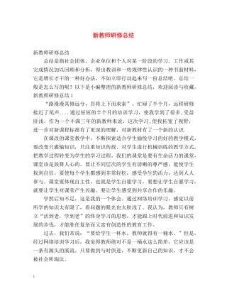 新教师研修总结 
