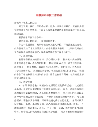 新教师本年度工作总结 