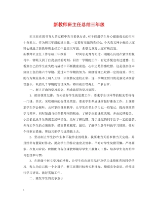 新教师班主任总结三年级 