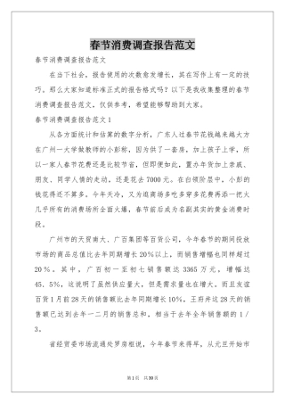 春节消费调查报告范本