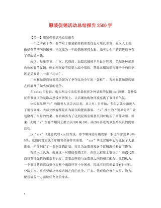服装促销活动总结报告2500字