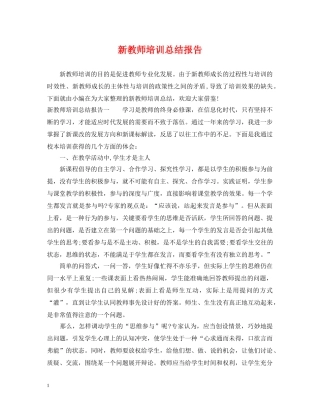 新教师培训总结报告 