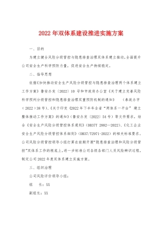 2022年双体系建设推进实施方案