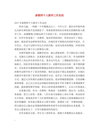 新教师个人教学工作总结 