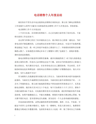 电话销售个人年度总结