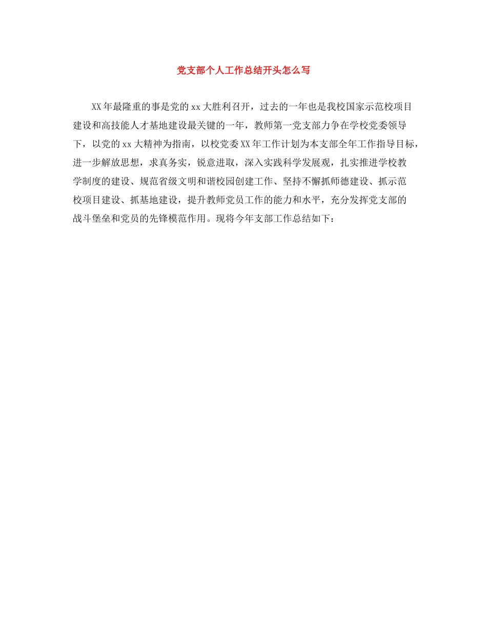 党支部个人工作总结开头怎么写_第1页
