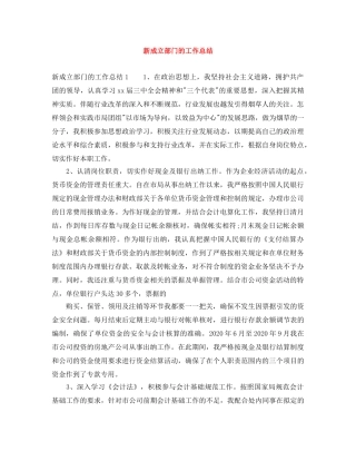 新成立部门的工作总结 