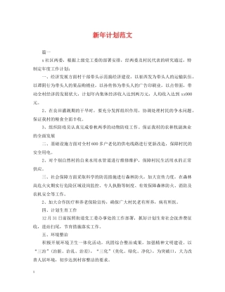 新年计划范文 