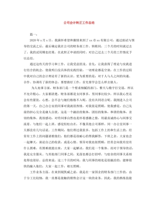 公司会计转正工作总结