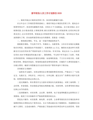 新年财务人员工作计划报告2020 