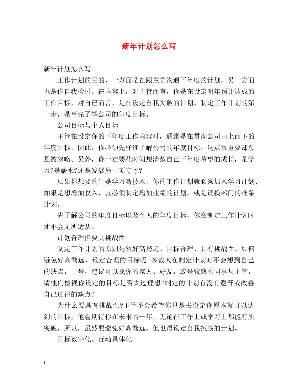 新年计划怎么写 _第1页