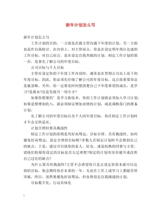 新年计划怎么写 