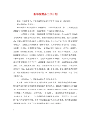 新年度财务工作计划 