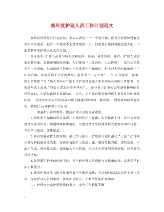 新年度护理人员工作计划范文 