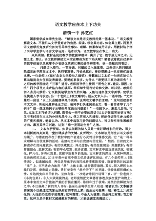 语文教学应在本上下功夫孙芝红