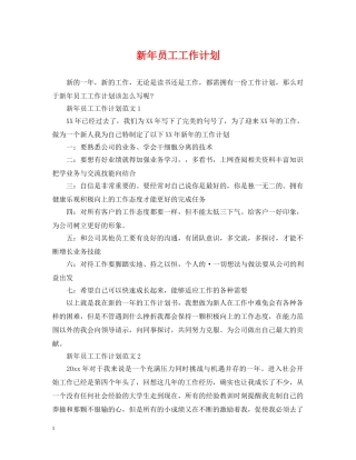 新年员工工作计划 