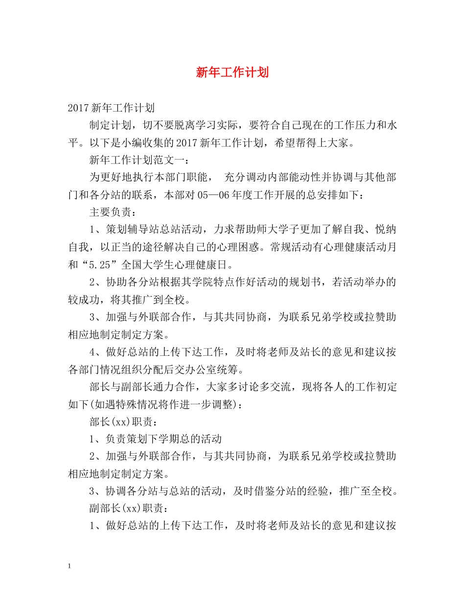新年工作计划 _第1页