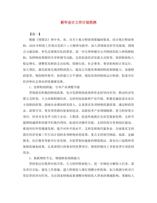 新年会计工作计划范例 