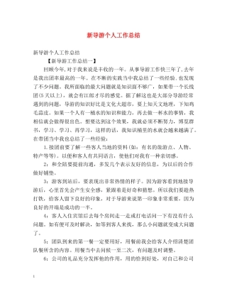 新导游个人工作总结 