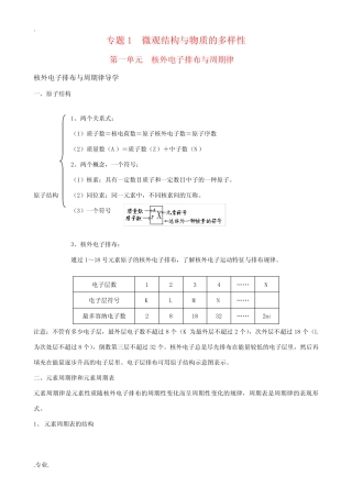 高中化学专题1微观结构与物质的多样性知识点及练习新人教版必修2