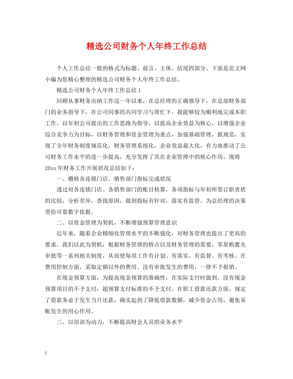 精选公司财务个人年终工作总结_第1页