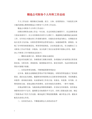 精选公司财务个人年终工作总结
