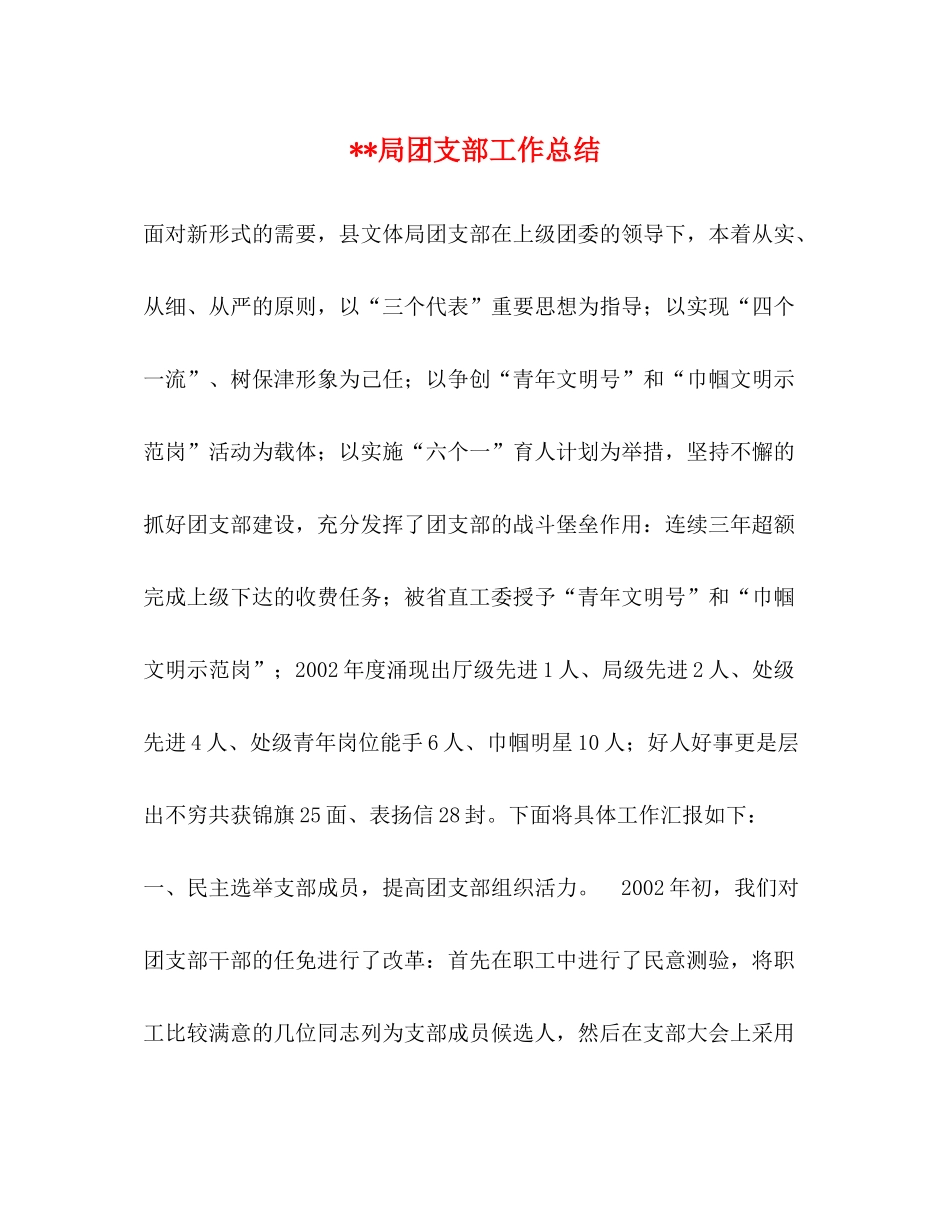 局团支部工作总结_第1页