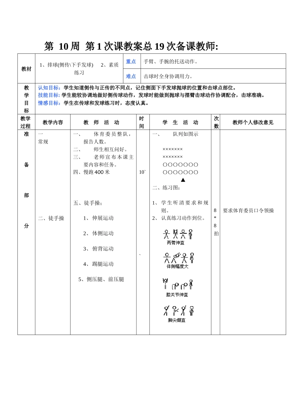 八年级体育第10周教案_第1页