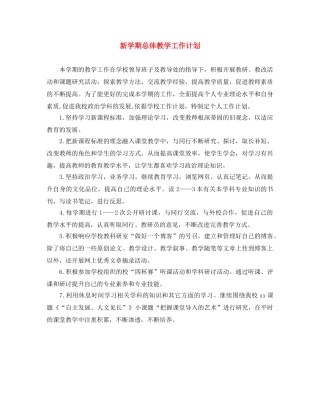 新学期总体教学工作计划 