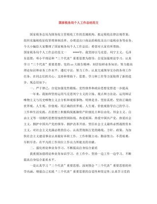 国家税务局个人工作总结范文