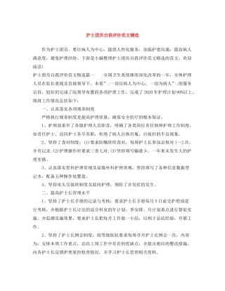 护士团员自我评价范文精选