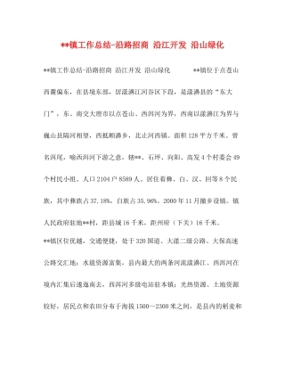 镇工作总结沿路招商沿江开发沿山绿化