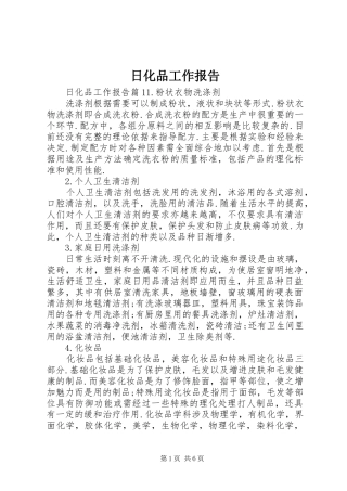 日化品工作报告