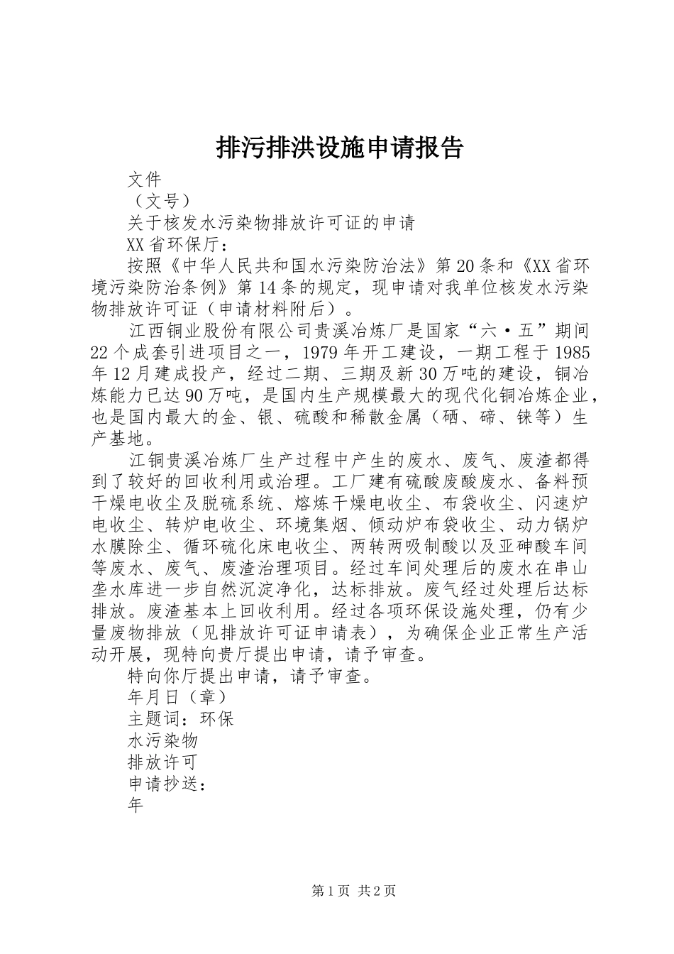 排污排洪设施申请报告_第1页