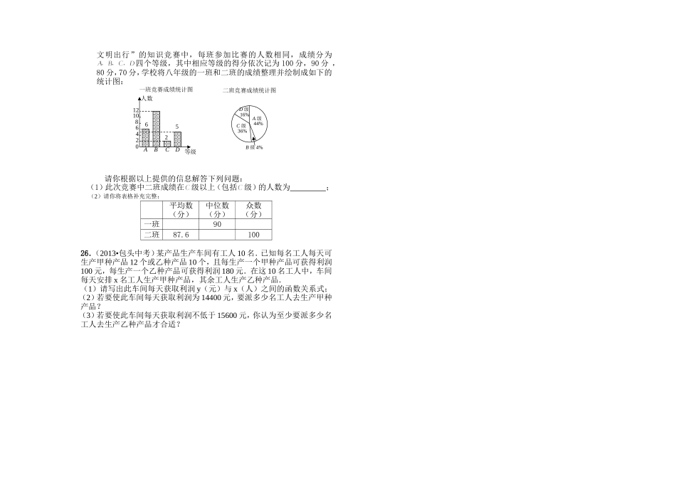 新人教版2016年八年级数学下册期末试题_第3页