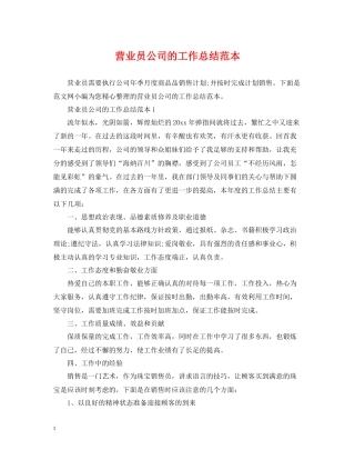 营业员公司的工作总结范本