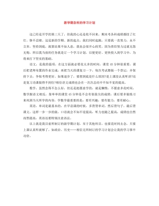 新学期各科的学习计划 