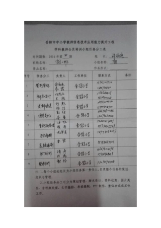 二班七组小组任务分工表