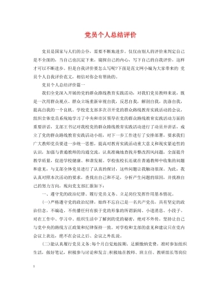 党员个人总结评价
