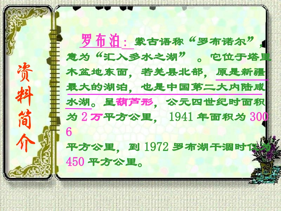 语文七上《罗布泊_消逝的仙湖》课件_第3页