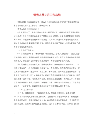 销售人员9月工作总结